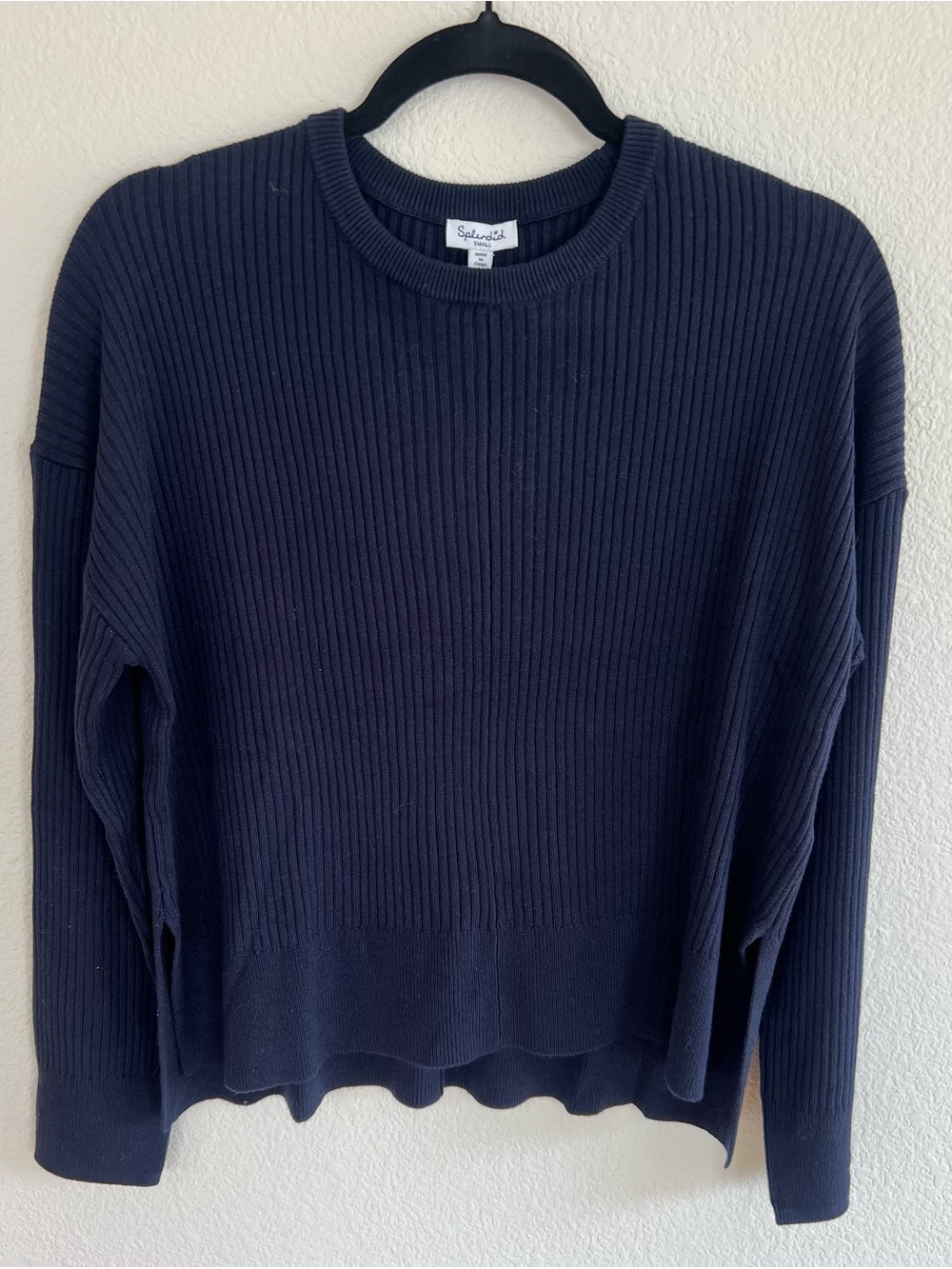 Splendid Cozy, Super Soft Ribbed Crewneck Sweater in Navy Blue